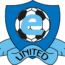 サッカーボールと小文字のeが重ねて描かれ、その下にUNITEDと書かれた青いエンブレム